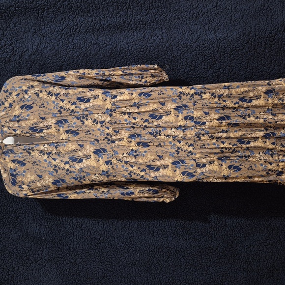 a new day Blue and Tan Floral Long Sleeve Dress - Small - Picture 2 of 3